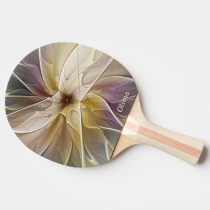 Floral Fantasy Gold Aubergine Abstract Fractal Art Ping Pong Paddle