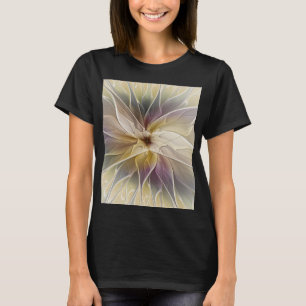 Floral Fantasy Gold Aubergine Abstract Fractal Art T-Shirt