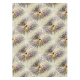 Floral Fantasy Gold Aubergine Abstract Fractal Art Tablecloth