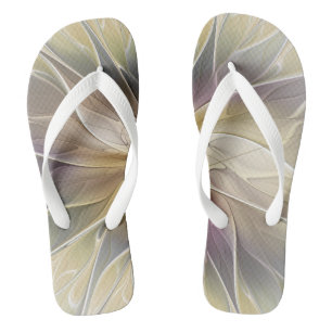 Floral Fantasy Gold Aubergine Abstract Fractal Art Thongs