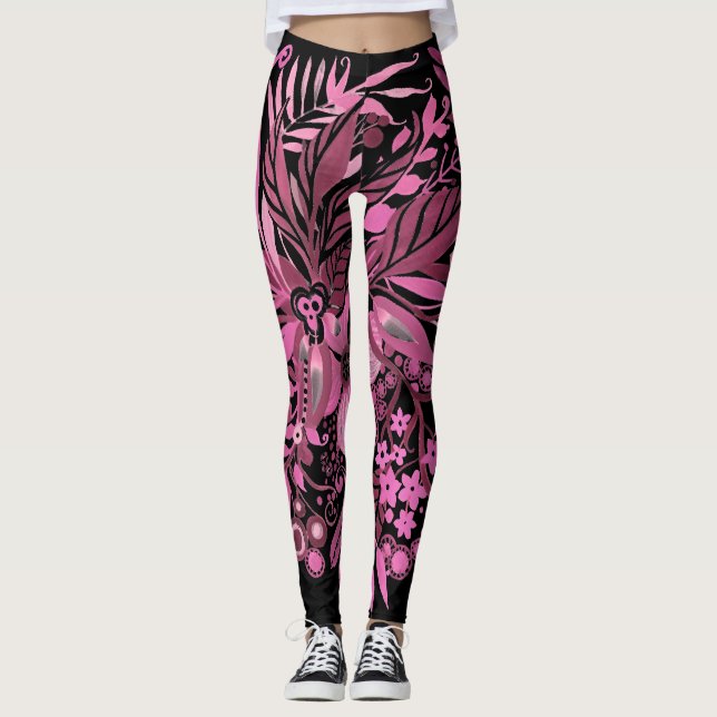 Floral Fantasy Hot Pink Leggings (Front)