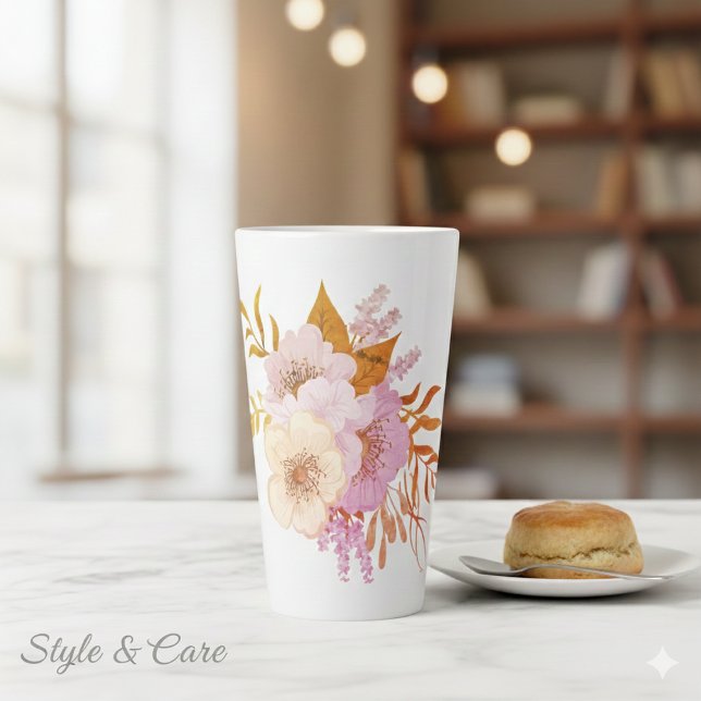 Floral Fantasy Latte Mug (Floral Fantasy Latte Mug)