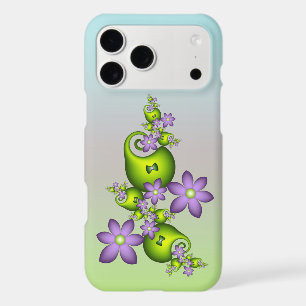 Floral Fantasy Lilac Flowers Green Shapes Fractal