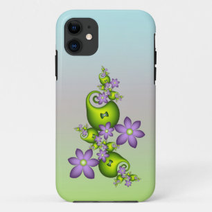 Floral Fantasy Lilac Flowers Green Shapes Fractal iPhone 11 Case