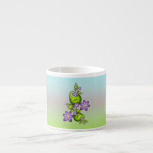 Floral Fantasy Lilac Flowers Green Shapes Fractal Espresso Cup
