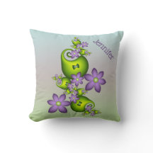 Floral Fantasy Lilac Flowers Green Shapes Name