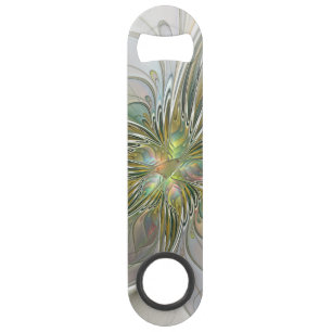 Floral Fantasy Modern Fractal Art Flower With Gold