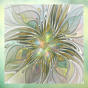 Floral Fantasy Modern Fractal Art Flower With Gold