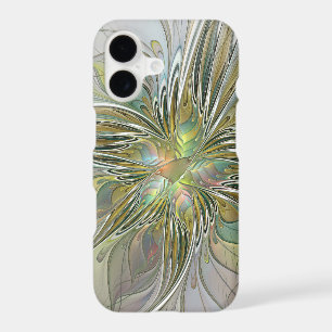 Floral Fantasy Modern Fractal Art Flower With Gold
