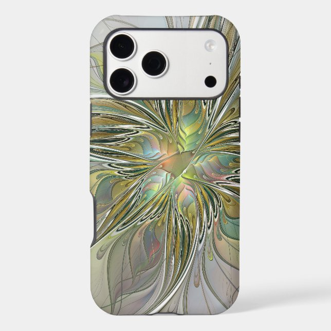 Floral Fantasy Modern Fractal Art Flower With Gold (Back)
