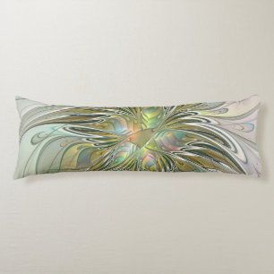 Floral Fantasy Modern Fractal Art Flower With Gold Body Cushion