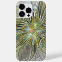 Floral Fantasy Modern Fractal Art Flower With Gold