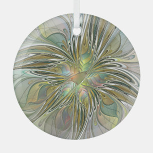 Floral Fantasy Modern Fractal Art Flower With Gold Glass Tree Decoration