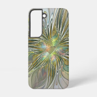 Floral Fantasy Modern Fractal Art Flower With Gold