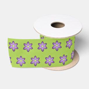 Floral Fantasy Modern Lilac Flowers Digital Art Satin Ribbon