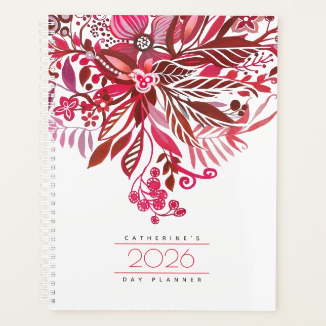 Floral Fantasy Red Daily Agenda 2026 (Front)