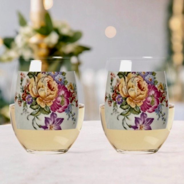 Floral Fantasy     Stemless Wine Glass (Creator Uploaded)