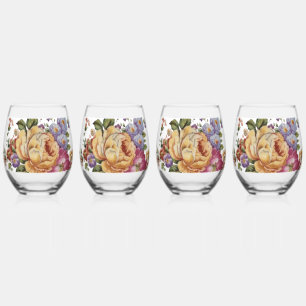 Floral Fantasy Stemless Wine Glass