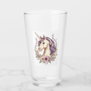 Floral Fantasy Unicorn  (1) Glass