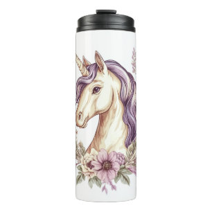 Floral Fantasy Unicorn  (1) Thermal Tumbler