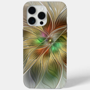 Floral Fantasy With Gold Modern Abstract Fractal iPhone 15 Pro Max Case