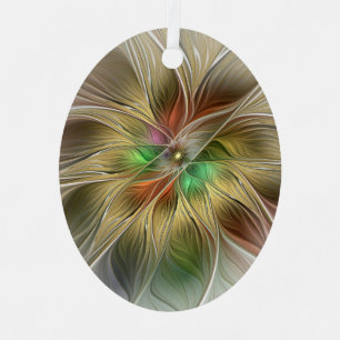 Floral Fantasy With Gold Modern Abstract Fractal Metal Tree Decoration