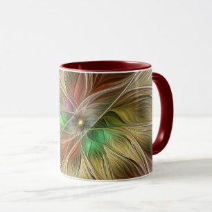 Floral Fantasy With Gold Modern Abstract Fractal Mug