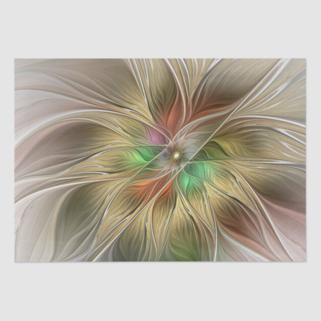 Floral Fantasy With Gold Modern Abstract Fractal Tissue Paper (Front)