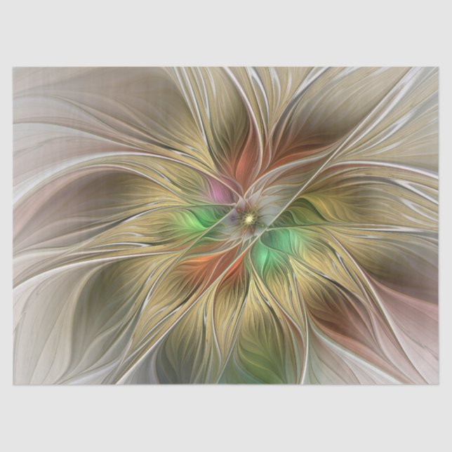 Floral Fantasy With Gold Modern Abstract Fractal Tissue Paper (Front)