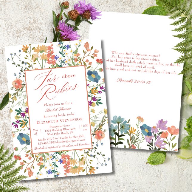 Floral Far Above Rubies Proverbs 31 Bridal Shower Invitation (Creator Uploaded)
