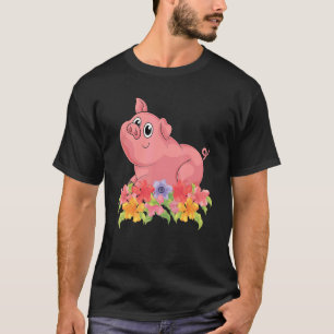 Floral Farm Animal   Farming Farmer Piglet Cute Pi T-Shirt