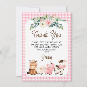 Floral Farm Animals Baby Shower Thank You Card
