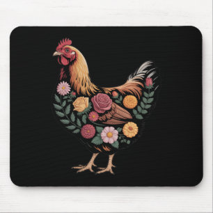 Floral Farm Chicken Nature Enthusiasts Cottagecore Mouse Pad