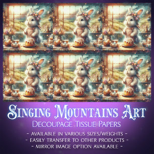 Floral Farmhouse Kitchen Easter Bunny Decoupage Tissue Paper