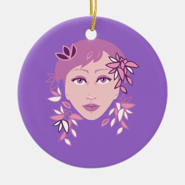 Floral Fashion Ceramic Ornament (Front)