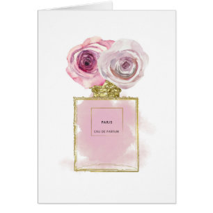Floral Fashion Perfume Bottle Pink Roses Gold Glam