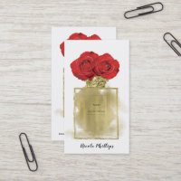 Floral Fashion Perfume Bottle Red Roses Gold Glam