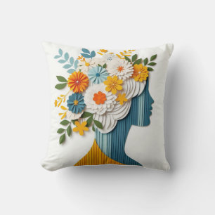 Floral Fashion Statement in Papercut Style Cushion
