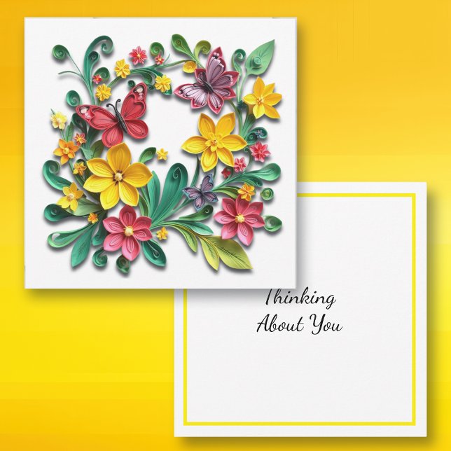 Floral Faux Paper Quilling | Thinking of You Card (Creator Uploaded)