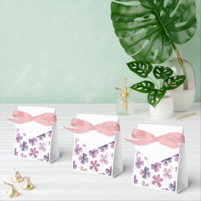 “Floral Favour Box – Pink and Purple Clover Design (Multiple)