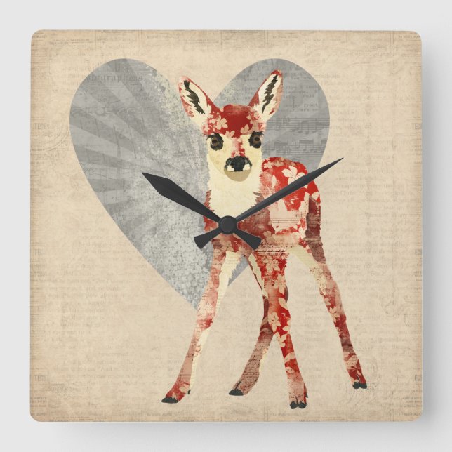 Floral Fawn Clock (Front)