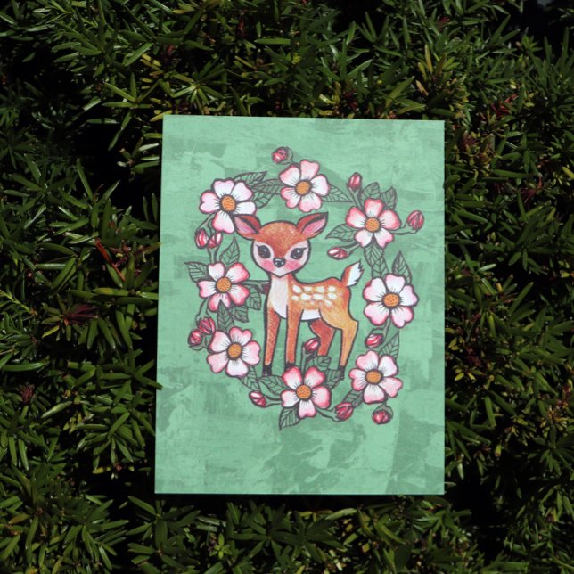 Floral Fawn                                        Postcard (Creator Uploaded)