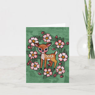 Floral Fawn Thank You Card