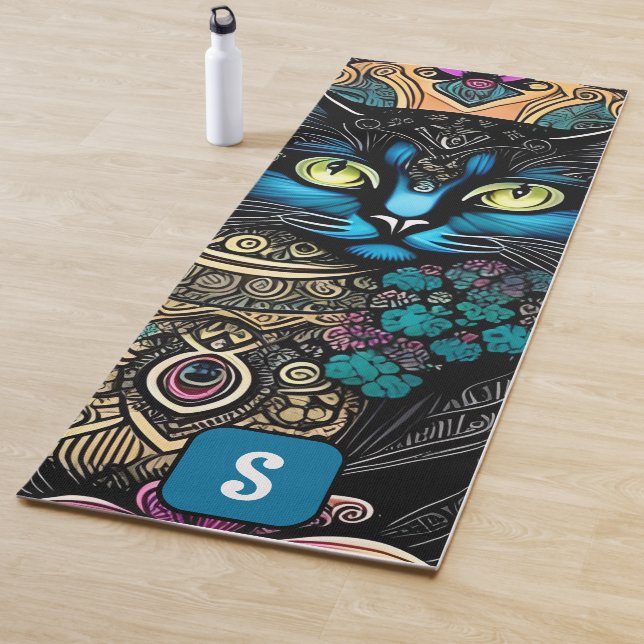 Floral Feline: A Vibrant Yoga Mat Inspired by Cats (In Situ)