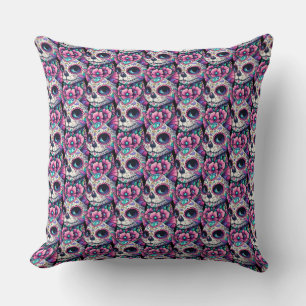 Floral Feline Dia de los Muertos Cushion