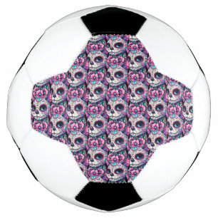 Floral Feline Dia de los Muertos Soccer Ball