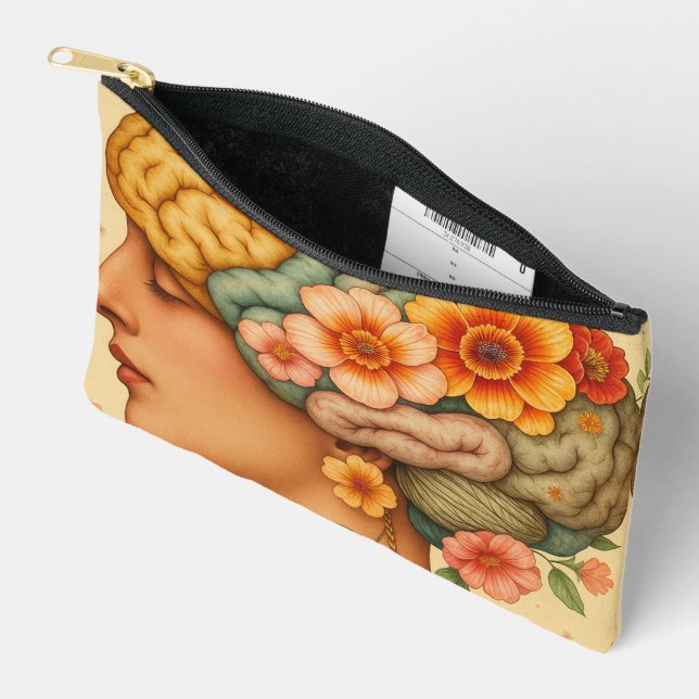Floral Female Brain Accessory Pouch (Open)
