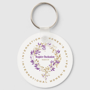 Floral Female Sign Women's Day March 20 Key Ring