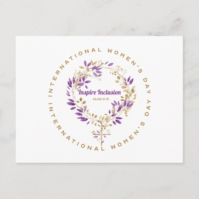 Floral Female Sign Women's Day March 20 Postcard (Front)