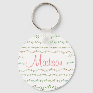 Floral Feminine Pretty Girly Cute Greenery Key Ring